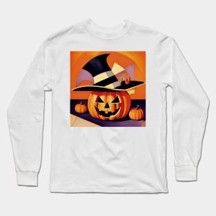 Halloween Pumpkin with Hat Long Sleeve T-Shirt